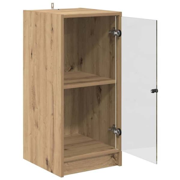 Buffet - EKSKLUSIVT HUS - 35x37x76 cm - Ingeniørtræ - Glasdøre - Mat finish Ek