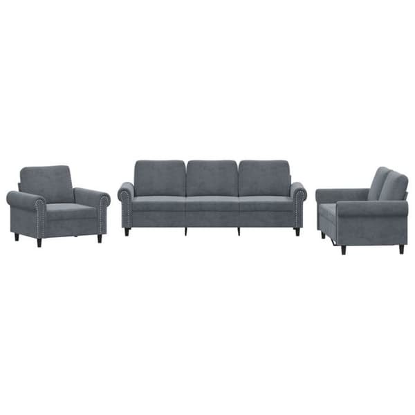 Maison Exclusive - Sæt af 3 sofaer med puder Mørkegrå Velour