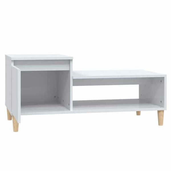 Maison Exclusive - Låg bord Vit glänsande 100x50x45 cm Ingenjörsträ Vit