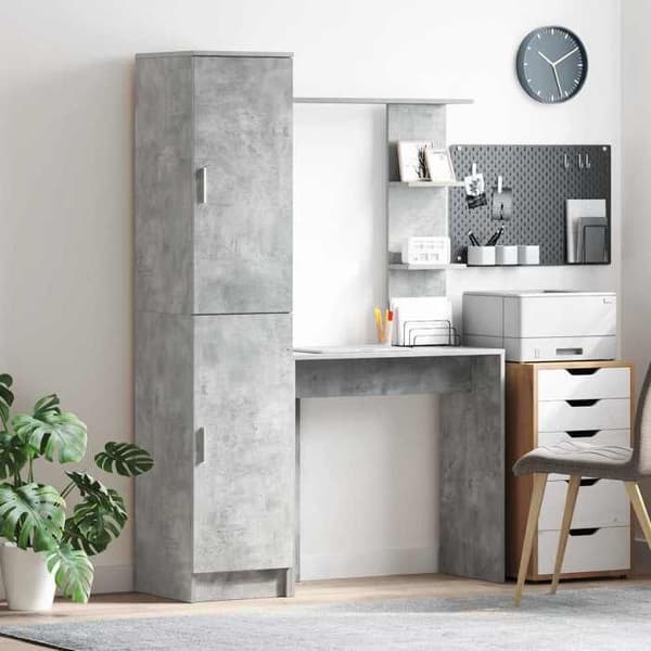 Maison Exclusive - Kontor med hylde og opbevaring 2 dele Grå beton