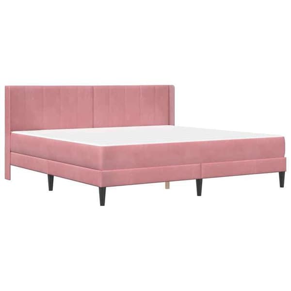 Sängram med madrass - EXKLUSIV HEM - Rektangulär - 200x200 cm - Rosa sammet - Pocketfjädrar Ros