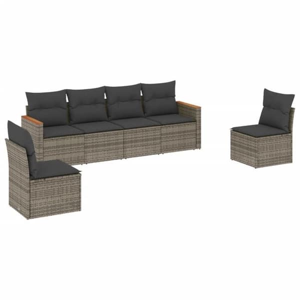 Maison Exclusive - Trädgårdsmöbler 6 delar med grå kuddar i flätad resin
