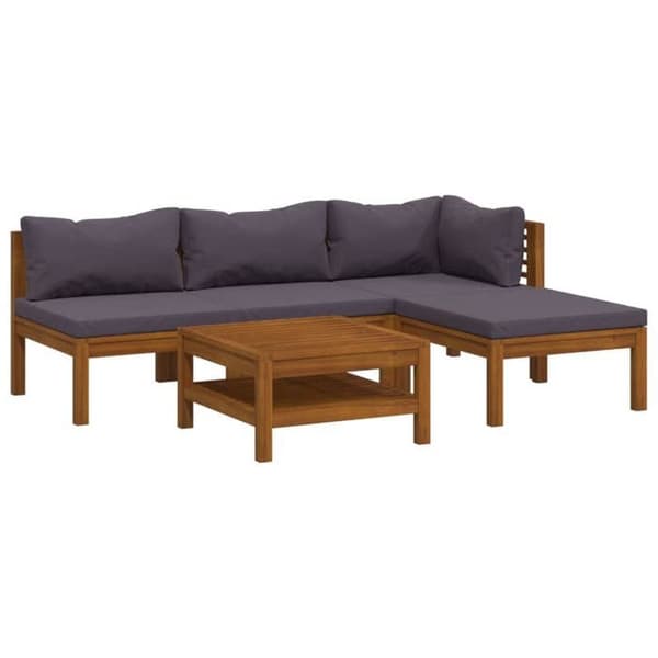 Maison Exclusive - Havegruppe 5 stk med pude i solid akacietræ