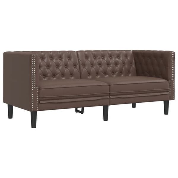 Maison Exclusive - Chesterfield soffgrupp 3 delar brun konstläder brun