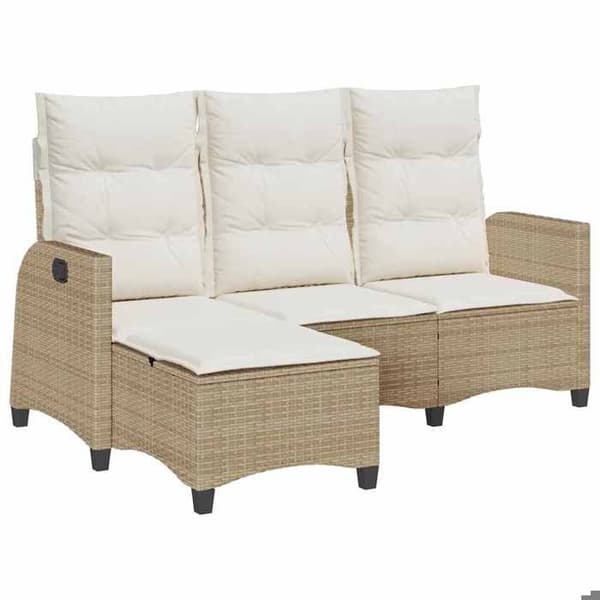Maison Exclusive - Justerbar trädgårdssoffa med L-formade kuddar i beige polyrotting beige