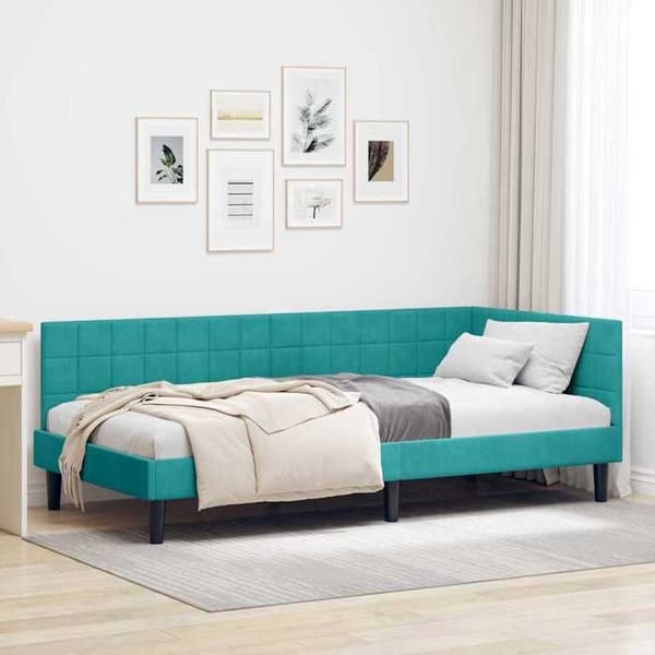 Maison Exclusive - Turquoise hörngavel 100 cm x 200 cm Sammet