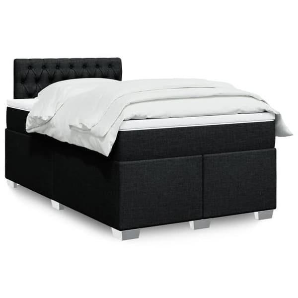 Maison Exclusive - Seng med lameller og madras Sort 120x200 cm Stof