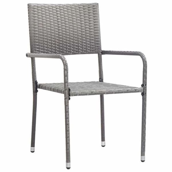 Maison Exclusive - Stapelbar trädgårdsstol för middag, set om 2, grå vävd resin