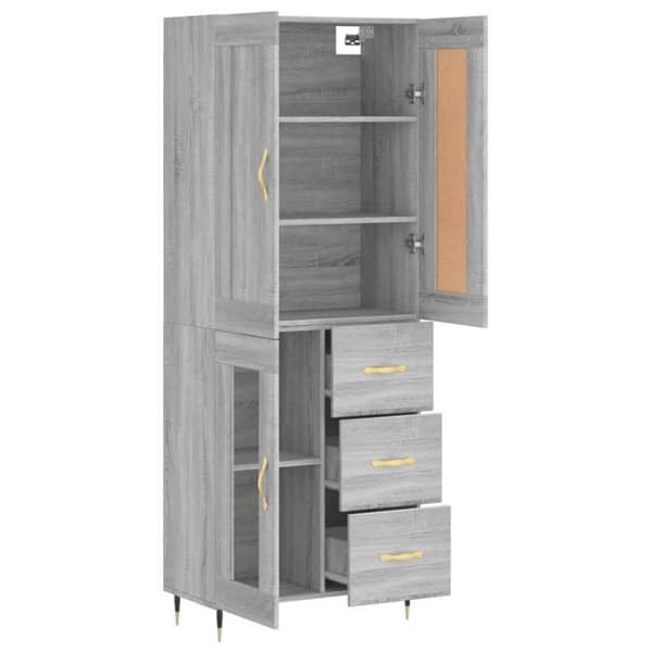 Maison Exclusive - Buffé hög Sonoma grå 69,5x34x180 cm Ingenjörsträ