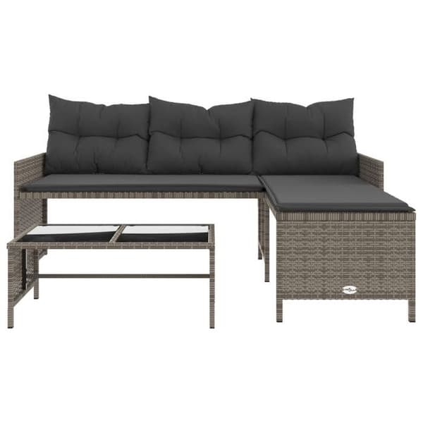 Maison Exclusive - Ute-soffa med bord och grå L-formade kuddar