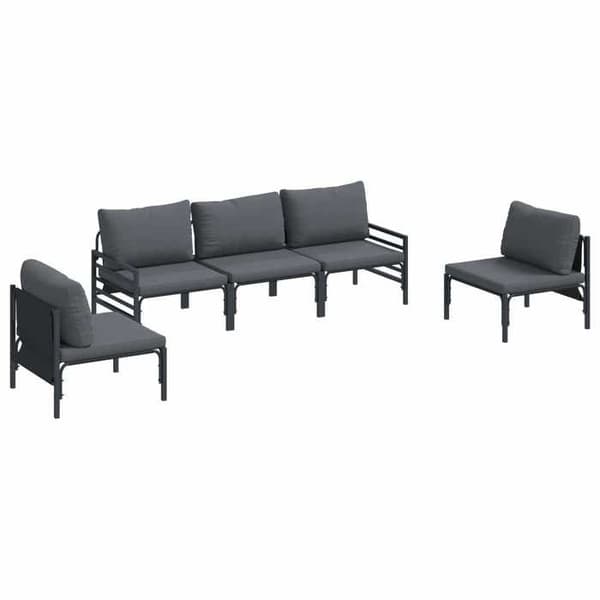 Maison Exclusive - Sæt af 5 pc. have-sofa i sort stål Svart