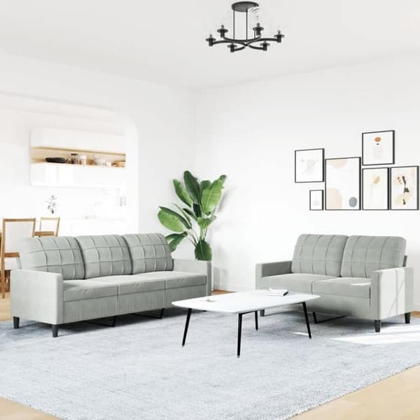 Maison Exclusive - 2 kpl sohvasetti tyynyillä, vaaleanharmaa sametti