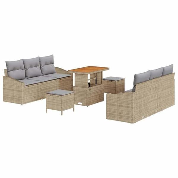 Trädgårdsmöbler - EXKLUSIVT HUS - Set 9 delar - Beige - Polyrotting - Modulär beige