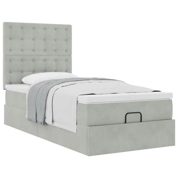 Maison Exclusive - Ottoman sängram med ljusgrå madrass 80x200 cm sammet lysegrå