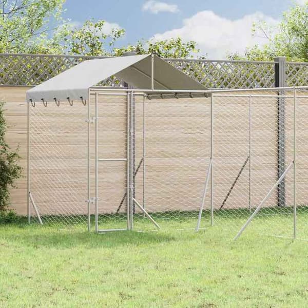Exklusivt hus - Utomhus hundbur med silvertak 6x6x2,5 m