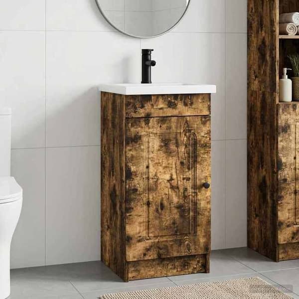 Maison Exclusive - Badeværelsesmøbel med vask Røget eg 42 x 40 x 84,5 cm