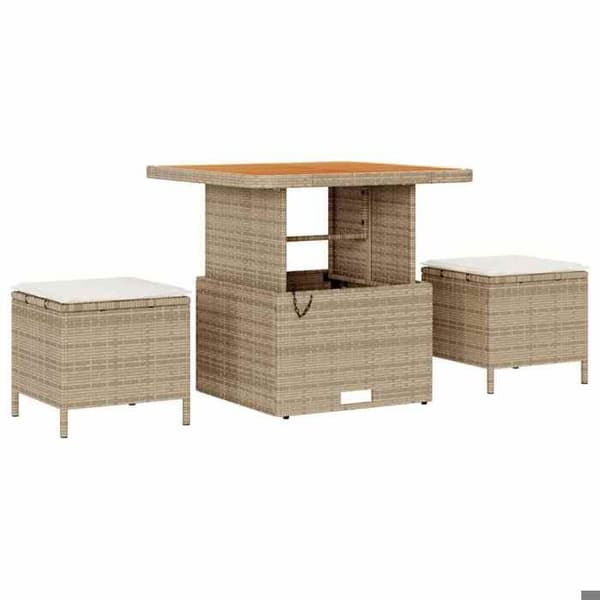 Maison Exclusive - 10 osan puutarhakalustesetti, beige polyrottinki