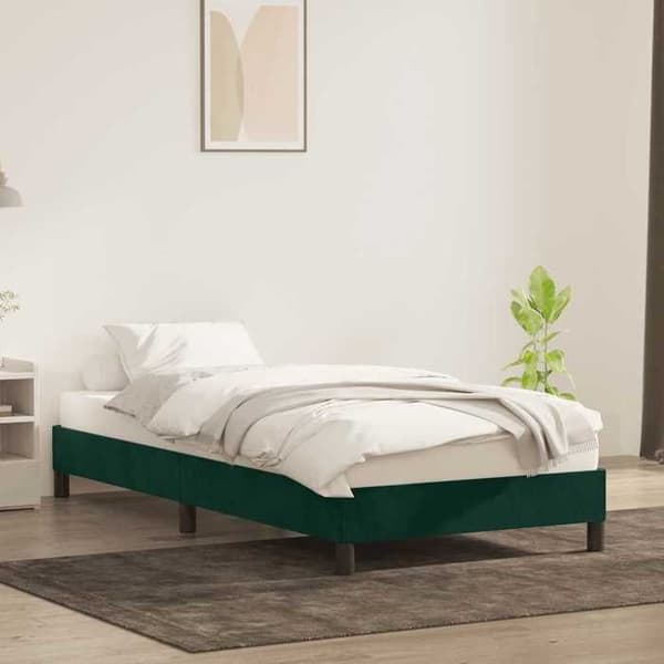 Maison Exclusive - Sängram utan madrass mörkgrön 90x210 cm sammet