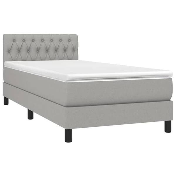 Maison Exclusive - Seng med lameller og madras Grå lys 100x200cm Stof