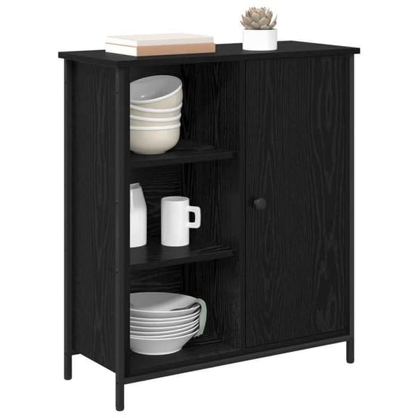 Maison Exclusive - Buffet Sort egetræ 70 x 30 x 80 cm Ingeniørtræ svart ek