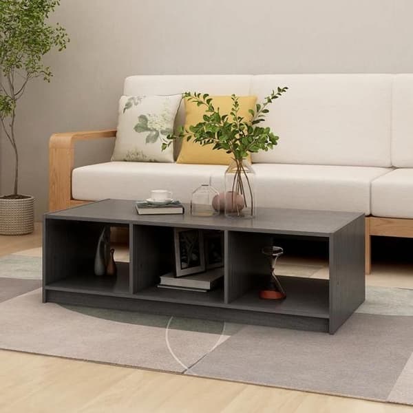 Maison Exclusive - Harmaa sohvapöytä 110x50x34 cm massiivipuusta Grå