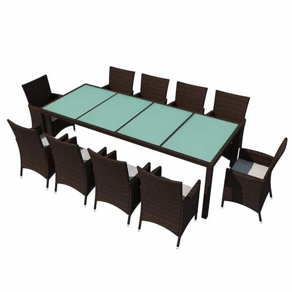 Maison Exclusive - Utomhusmatgrupp med kuddar 11 delar i flätad resin