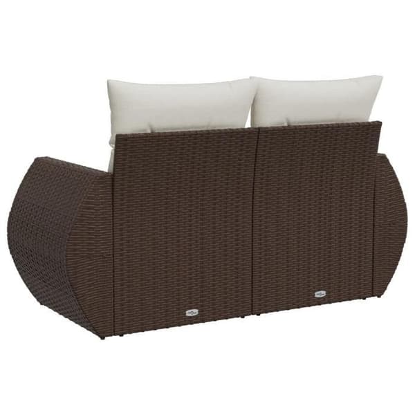 Maison Exclusive - Trädgårdssoffa med kuddar 2 platser brun flätad resin