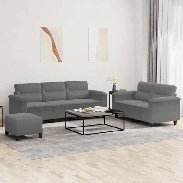 Maison Exclusive - Sæt af 3 sofaer med mørkegrå puder i mikrofiberstof