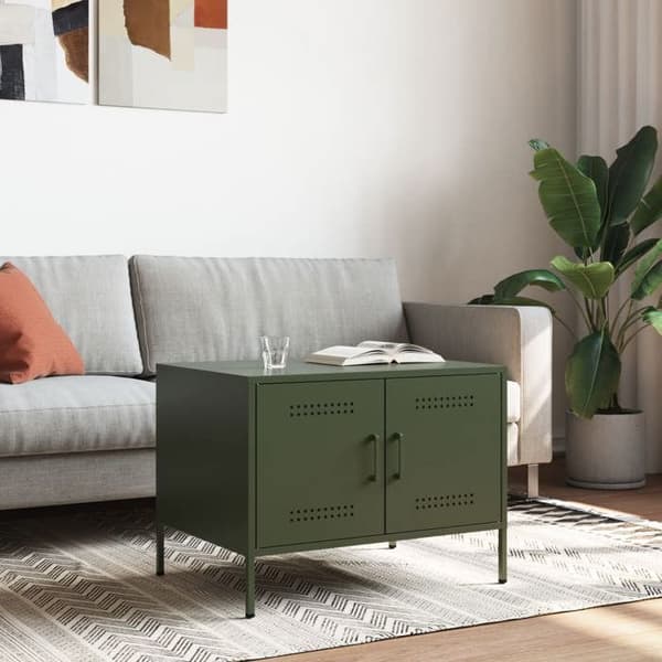 Maison Exclusive - Soffbord olivgrön 68x50x50,5 cm stål