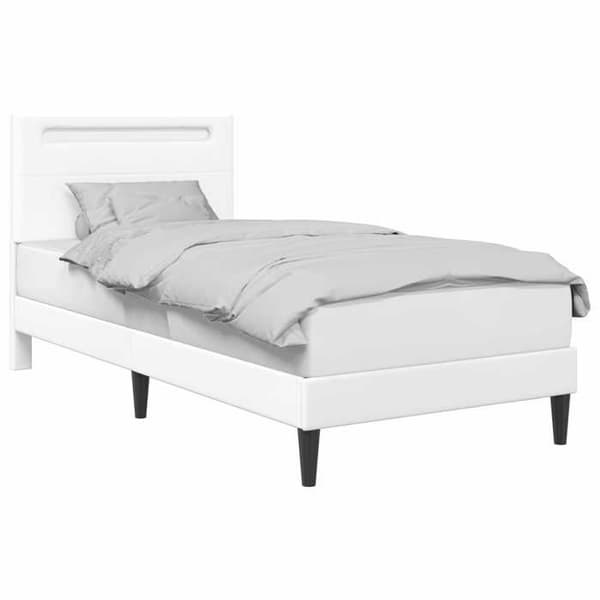 Maison Exclusive - Sengestel med LED-striber Hvid 100 x 200 cm Kunstlæder Vit
