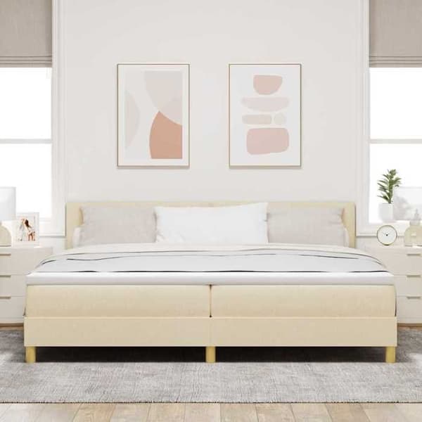 Maison Exclusive - LED-fjäder säng med kudde Creme 200 x 200 cm tyg Grädde