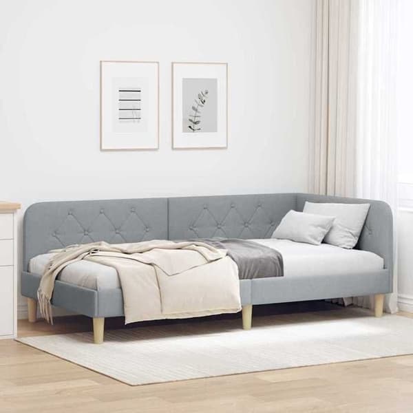 Maison Exclusive - Vaaleanharmaa kulmasänky 100 x 200 cm kangas