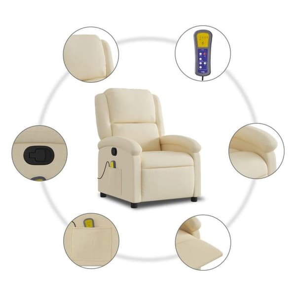 Maison Exclusive - Recliner massagestol i krämfärgad tyg Grädde