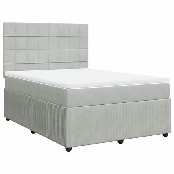 Maison Exclusive - Seng solid bund med socker og madras Grå 160x200cm Velour