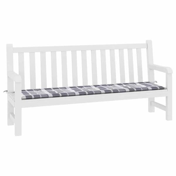 Maison Exclusive - Bænkpude til have med grå tern 200x50x3 cm Grå