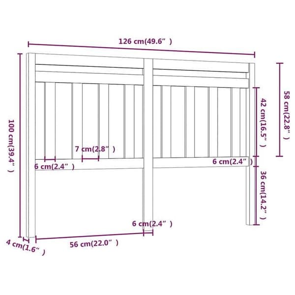 Maison Exclusive - Grå sänggavel 126x4x100 cm av massivt furu