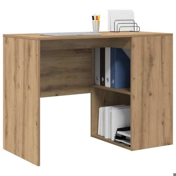 Maison Exclusive - Håndlavet egetræskontor i ingeniørtræ 102 x 50 x 75 cm Ek