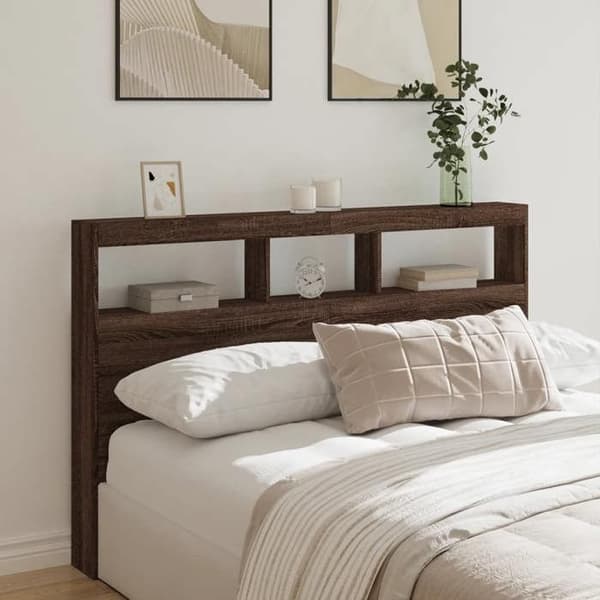 Maison Exclusive - Hovedgærde med LED egetræ brun 160x17x102 cm