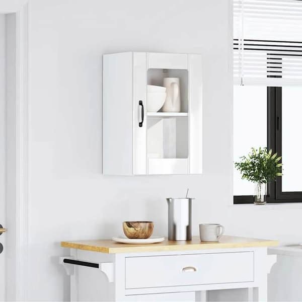 Maison Exclusive - Väggskåp kök med glasdörr Lucca vit glansig Vit