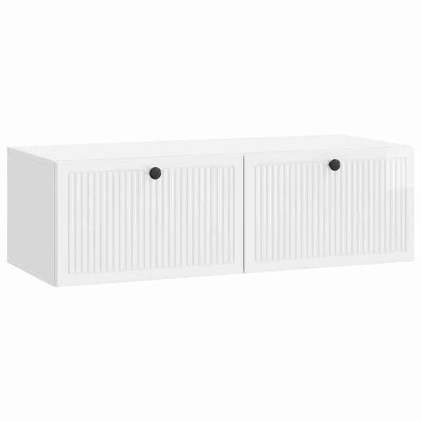 Maison Exclusive - Väggmonterad TV-möbel Väggmontering Vit glans 98 x 41 x 30 cm