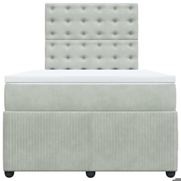 Maison Exclusive - Sengebund med lameller og madras Lys grå 120x200cm Velour