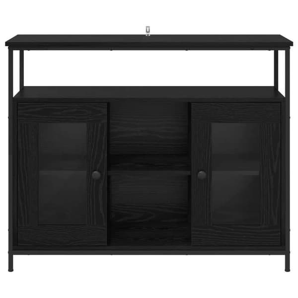 Buffet - EKSKLUSIVT HUS - 100 x 35 x 80 cm - Sort eg - Ingeniørtræ - Moderne svart ek