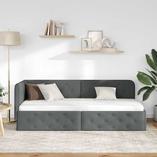 Maison Exclusive - Mörkgrå hörnsängram 80 x 200 cm tyg