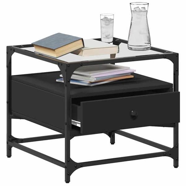 Maison Exclusive - Sofabord med sort glasplade 50x50x45 cm stål