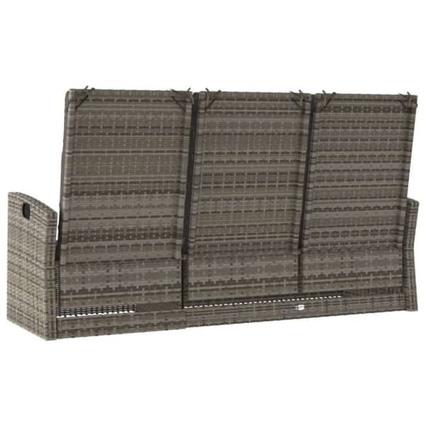 Maison Exclusive - Justerbar trädgårdsbänk med grå kuddar 173cm flätad resin grå