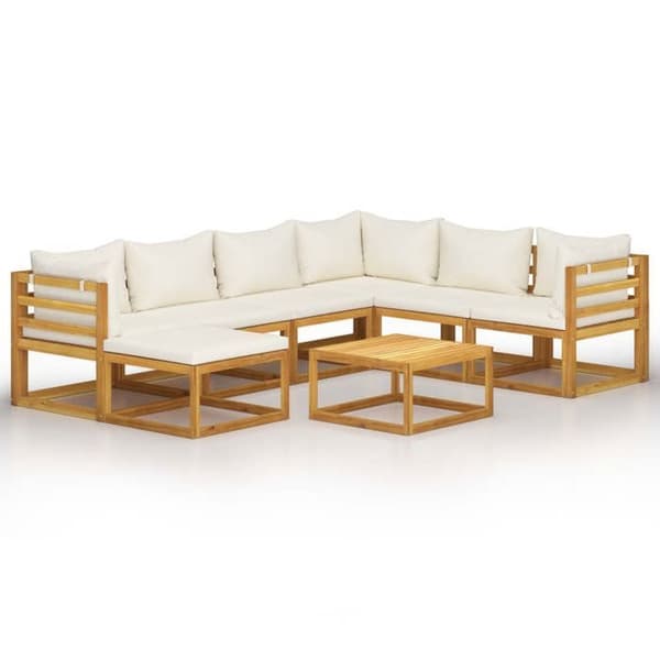 Maison Exclusive - Trädgårdsmöbler 8 delar med kuddar Creme Solid akaciaträ