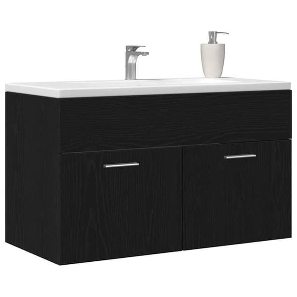 Maison Exclusive - Vaskeskab Sort Eg Ingeniørtræ