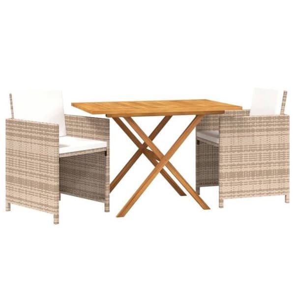 Maison Exclusive - 3-osainen puutarhakalustesarja tyynyillä, beige