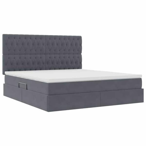Maison Exclusive - Seng med opbevaring og madras Mørkegrå 180 x 200 cm Velour Mörkgrå