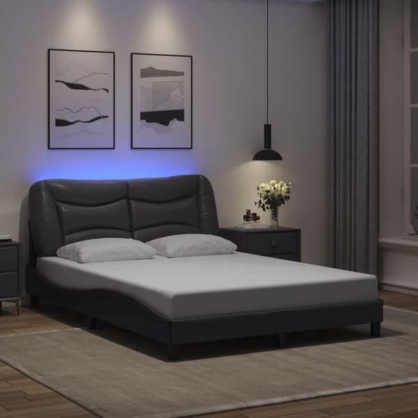 Maison Exclusive - Sengestel med LED uden madras Hvar grå 120x200 cm Grå